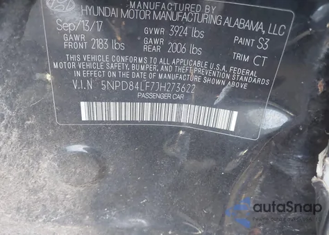 2018 Hyundai Elantra Sel from USA, damaged, VIN 5NPD84LF7JH273622